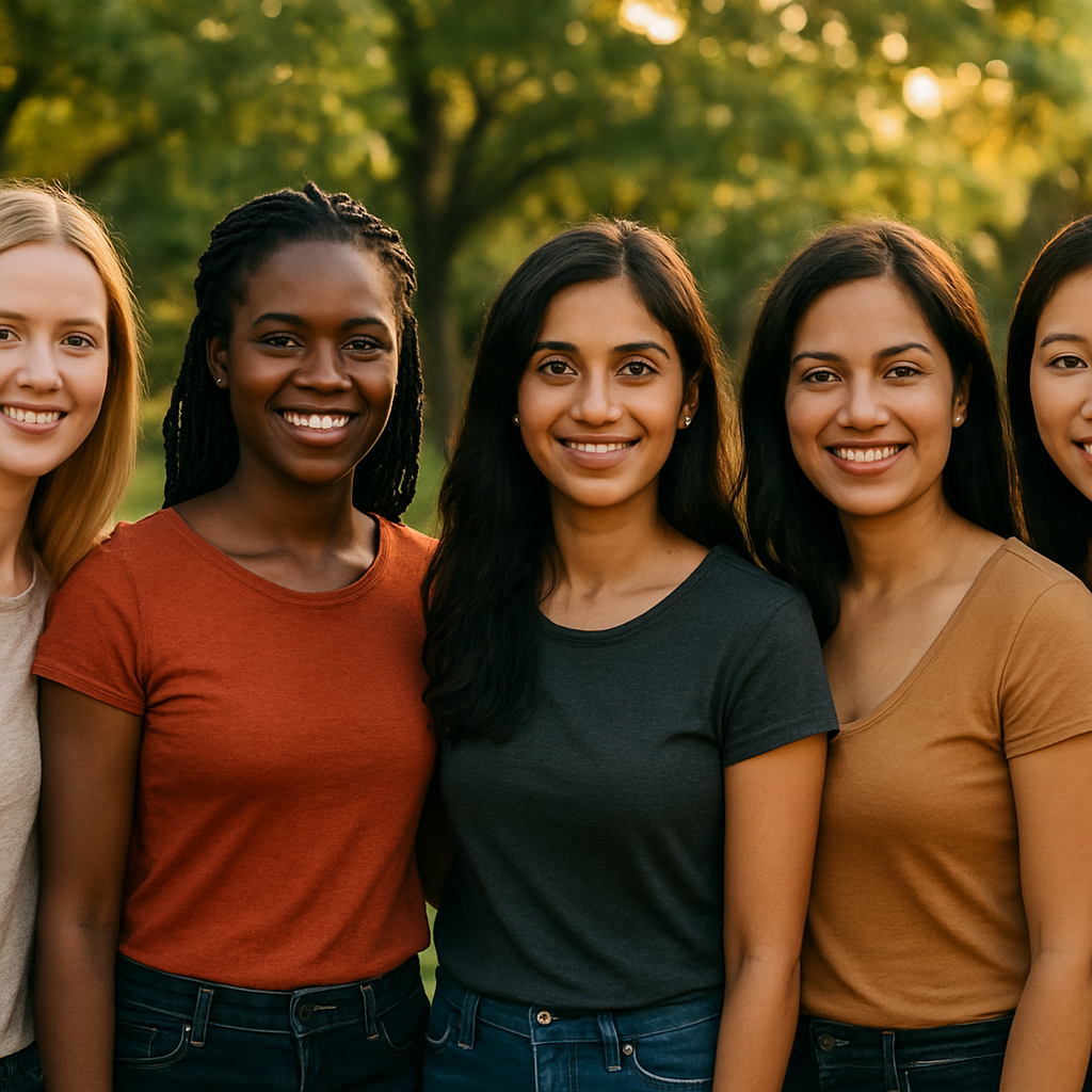 Diverse women leaders standing together, facing forward with confident smiles